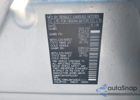 2019 Nissan Rogue Sv z USA, uszkodzony, nr VIN KNMAT2MVXKP522397